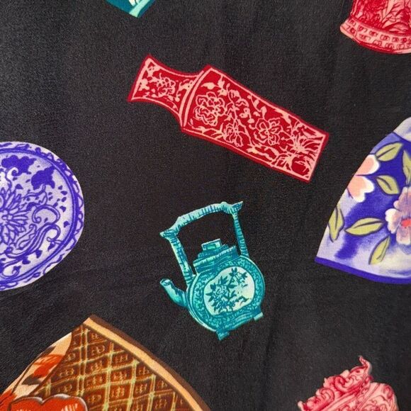 Vintage Diane Von Furstenberg Funky Print 100% Silk Button Down Shirt Small - Picture 7 of 11